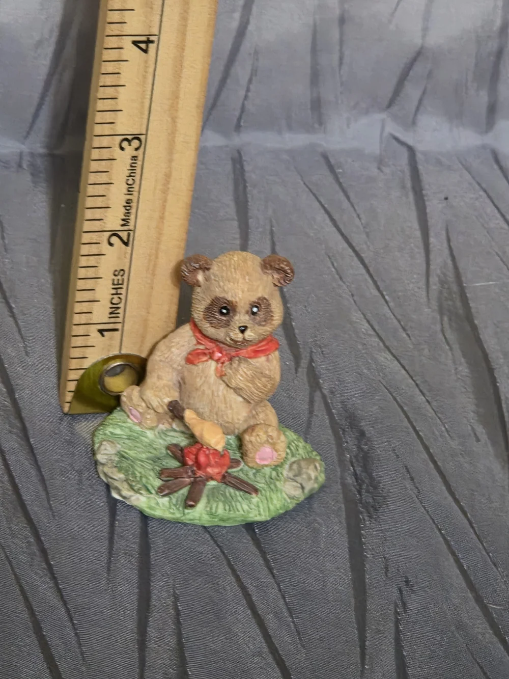 Vintage Lipco Hand-Painted Brown Panda Bear Figurine with Red Scarf